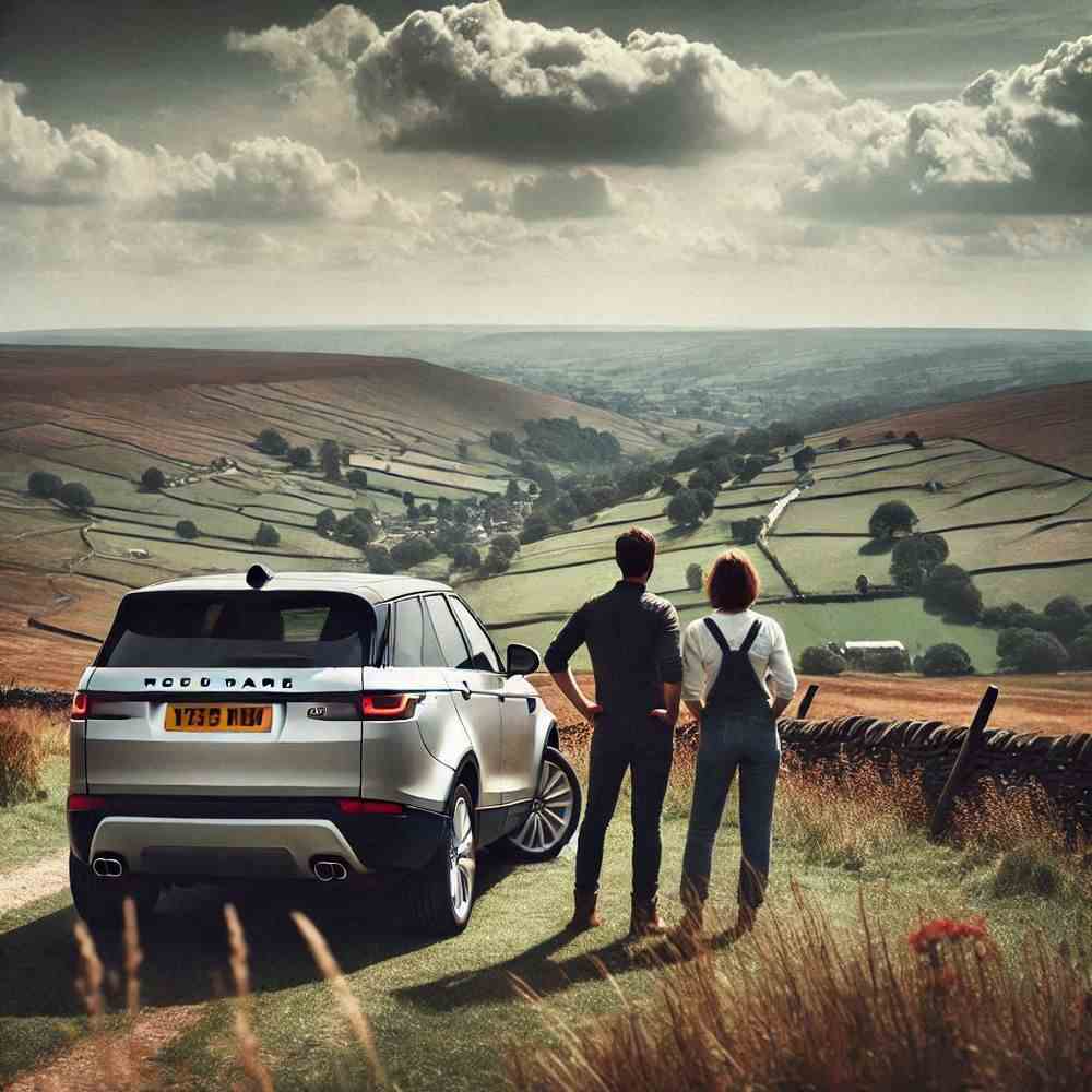 A couple marvelling at a misty landscape, knowing their vehicle is fully protected.