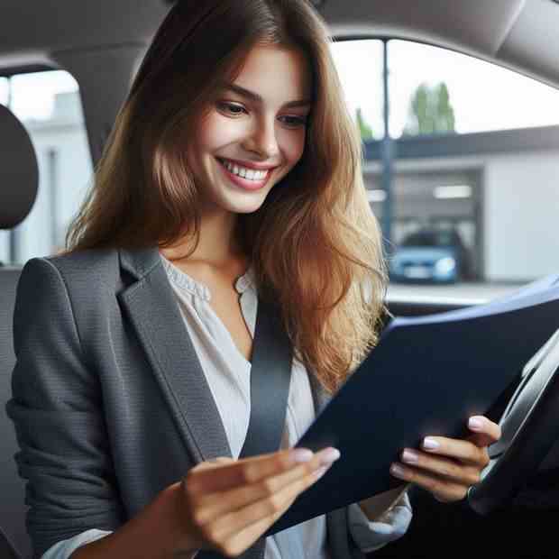 Man pointing at his vehicle, thrilled with his policy savings.