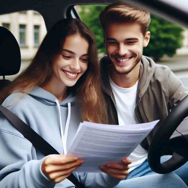 Cheerful man posing in front of his car, confident about his insurance.